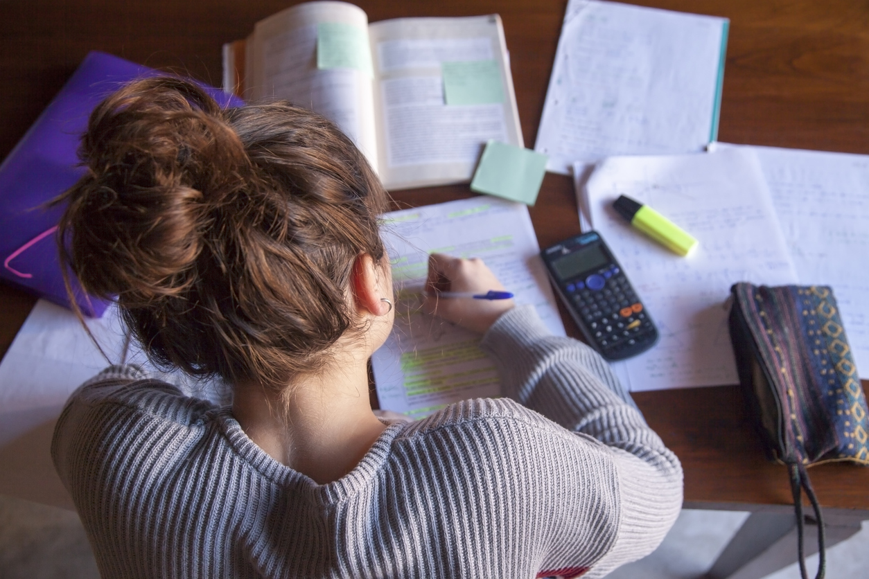 Student doing homework